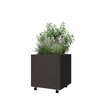 Teräksinen istutuslaatikko - Neliönmuotoiset - 60 x 60 x 60 cm - Muu RAL-väri - Pohjalevyllä - Pyörillä