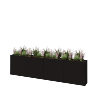 Teräksinen istutuslaatikko XXL - Suorakaiteen muotoiset - 320 x 30 x 80 cm - RAL9005 matta (musta) - Ilman pohjalevyä
