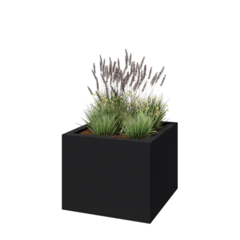 Lasikuituruukku - Neliö - 100 x 100 x 80 cm - RAL7021 matta (musta harmaa) - Pohjallinen