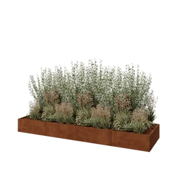 Corten-teräksinen istutuslaatikko XXL - Suorakaiteen muotoiset - 320 x 80 x 30 cm - Ilman pohjalevyä