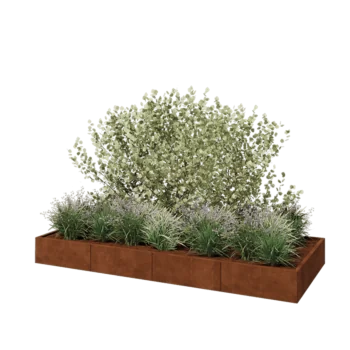 Corten-teräksinen istutuslaatikko XXL - Suorakaiteen muotoiset - 320 x 120 x 30 cm - Pohjalevyllä
