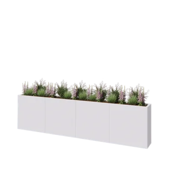 Teräksinen istutuslaatikko XXL - Suorakaiteen muotoiset - 320 x 30 x 80 cm - RAL9010 matta (valkoinen) - Pohjalevyllä