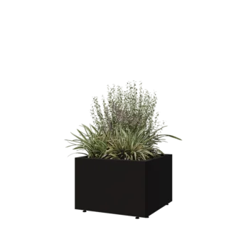 Teräksinen istutuslaatikko - Neliönmuotoiset - 60 x 60 x 40 cm - RAL9005 matta (musta) - Pohjalevyllä - Jaloilla