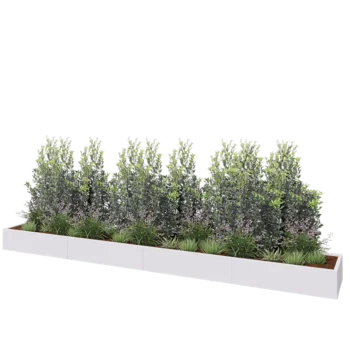 Teräksinen istutuslaatikko XXL - Suorakaiteen muotoiset - 480 x 60 x 30 cm - RAL9010 matta (valkoinen) - Ilman pohjalevyä