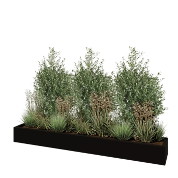 Lasikuituruukku - Suorakulmio - 200 x 30 x 20 cm - RAL9005 matta (musta) - Pohjallinen