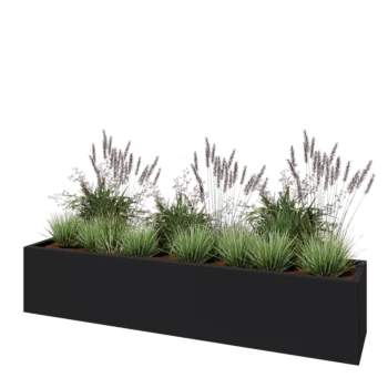 Lasikuituruukku - Suorakulmio - 200 x 40 x 40 cm - RAL7021 matta (musta harmaa) - Pohjallinen