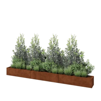 Corten-teräksinen istutuslaatikko XXL - Suorakaiteen muotoiset - 360 x 30 x 30 cm - Pohjalevyllä