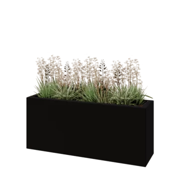 Lasikuituruukku - Suorakulmio - 120 x 30 x 50 cm - RAL9005 matta (musta) - Pohjallinen