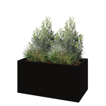 Lasikuituruukku - Suorakulmio - 100 x 50 x 50 cm - RAL9005 matta (musta) - Pohjallinen