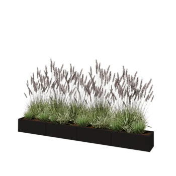 Teräksinen istutuslaatikko XXL - Suorakaiteen muotoiset - 320 x 30 x 30 cm - RAL9005 matta (musta) - Ilman pohjalevyä