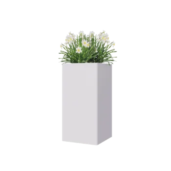Teräksinen istutuslaatikko - Neliönmuotoiset - 40 x 40 x 80 cm - RAL9010 matta (valkoinen) - Ilman pohjalevyä