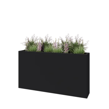 Lasikuituruukku - Suorakulmio - 150 x 25 x 80 cm - RAL7021 matta (musta harmaa) - Pohjallinen