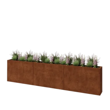 Corten-teräksinen istutuslaatikko XXL - Suorakaiteen muotoiset - 360 x 30 x 80 cm - Pohjalevyllä