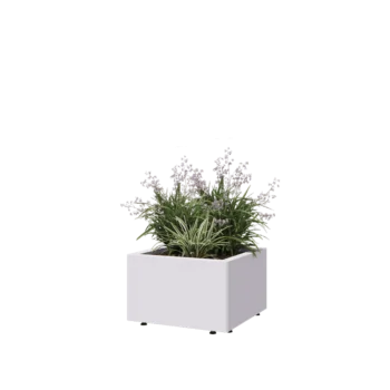Teräksinen istutuslaatikko - Neliönmuotoiset - 50 x 50 x 30 cm - RAL9010 matta (valkoinen) - Pohjalevyllä - Jaloilla