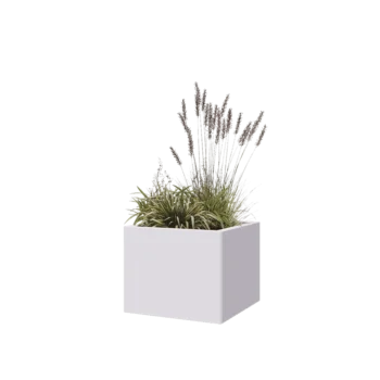 Teräksinen istutuslaatikko - Neliönmuotoiset - 50 x 50 x 40 cm - RAL9010 matta (valkoinen) - Pohjalevyllä