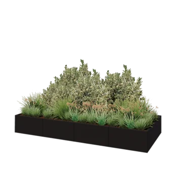 Teräksinen istutuslaatikko XXL - Suorakaiteen muotoiset - 320 x 120 x 40 cm - RAL9005 matta (musta) - Pohjalevyllä