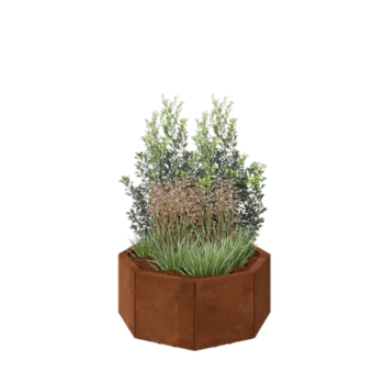 Corten-teräksinen istutuslaatikko - Kahdeksankulmaiset - 72,4 x 72,4 x 30 cm - Pohjalevyllä - Jaloilla