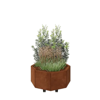 Corten-teräksinen istutuslaatikko - Kahdeksankulmaiset - 72,4 x 72,4 x 30 cm - Pohjalevyllä - Pyörillä