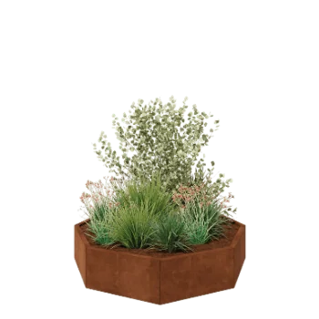 Corten-teräksinen istutuslaatikko - Kahdeksankulmaiset - 144,9 x 144,9 x 30 cm - Ilman pohjalevyä