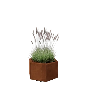 Corten-teräksinen istutuslaatikko - Kuusikulmaiset - 59,3 x 52 x 30 cm - Pohjalevyllä - Jaloilla