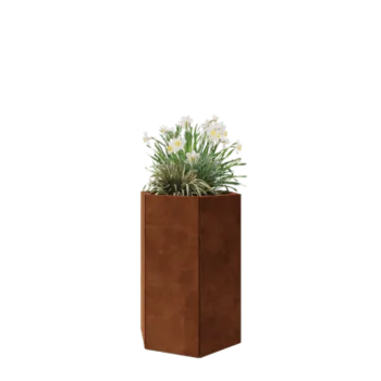 Corten-teräksinen istutuslaatikko - Kuusikulmaiset - 59,3 x 52 x 80 cm - Ilman pohjalevyä