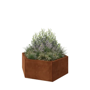 Corten-teräksinen istutuslaatikko - Kuusikulmaiset - 119,3 x 103,9 x 40 cm - Ilman pohjalevyä