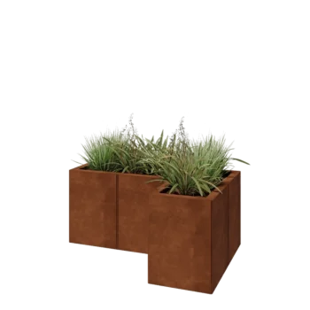 Corten-teräksinen istutuslaatikko - L-muotoinen - 90 x 60 x 40 cm - Ilman pohjalevyä