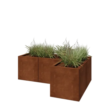 Corten-teräksinen istutuslaatikko - L-muotoinen - 120 x 80 x 40 cm - Ilman pohjalevyä
