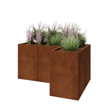 Corten-teräksinen istutuslaatikko - L-muotoinen - 120 x 80 x 60 cm - Ilman pohjalevyä