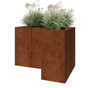 Corten-teräksinen istutuslaatikko - L-muotoinen - 120 x 80 x 80 cm - Ilman pohjalevyä