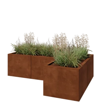 Corten-teräksinen istutuslaatikko - L-muotoinen - 150 x 100 x 40 cm - Ilman pohjalevyä