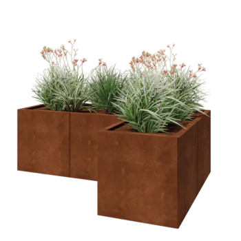 Corten-teräksinen istutuslaatikko - L-muotoinen - 150 x 100 x 50 cm - Ilman pohjalevyä