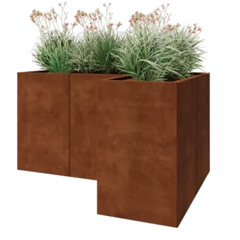 Corten-teräksinen istutuslaatikko - L-muotoinen - 150 x 100 x 80 cm - Ilman pohjalevyä