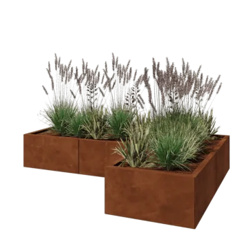 Corten-teräksinen istutuslaatikko - L-muotoinen - 180 x 120 x 30 cm - Ilman pohjalevyä