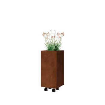 Corten-teräksinen istutuslaatikko - Neliönmuotoiset - 30 x 30 x 60 cm - Pohjalevyllä - Pyörillä