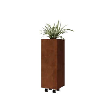 Corten-teräksinen istutuslaatikko - Neliönmuotoiset - 30 x 30 x 80 cm - Pohjalevyllä - Pyörillä