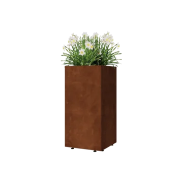 Corten-teräksinen istutuslaatikko - Neliönmuotoiset - 40 x 40 x 80 cm - Pohjalevyllä - Jaloilla
