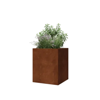 Corten-teräksinen istutuslaatikko - Neliönmuotoiset - 50 x 50 x 60 cm - Pohjalevyllä