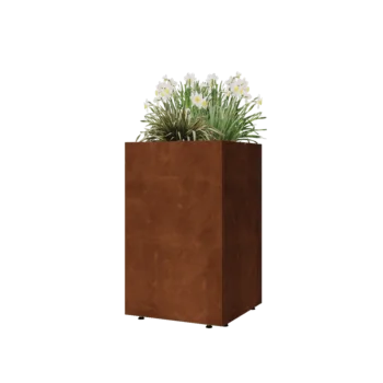 Corten-teräksinen istutuslaatikko - Neliönmuotoiset - 50 x 50 x 80 cm - Pohjalevyllä - Jaloilla