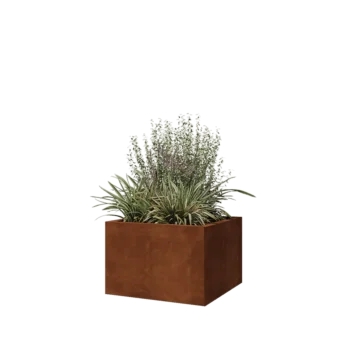 Corten-teräksinen istutuslaatikko - Neliönmuotoiset - 60 x 60 x 40 cm - Pohjalevyllä