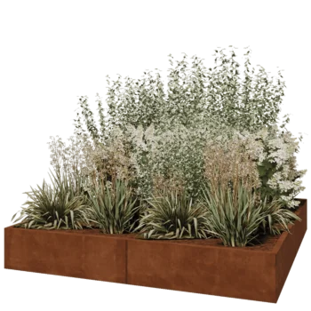 Corten-teräksinen istutuslaatikko XXL - Neliönmuotoiset - 200 x 200 x 30 cm - Ilman pohjalevyä