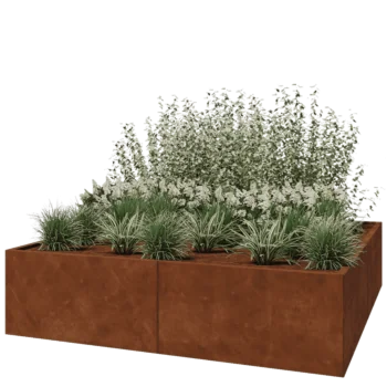 Corten-teräksinen istutuslaatikko XXL - Neliönmuotoiset - 200 x 200 x 50 cm - Ilman pohjalevyä
