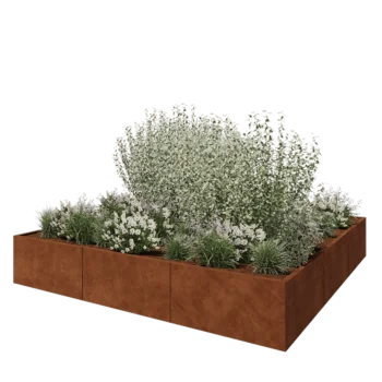 Corten-teräksinen istutuslaatikko XXL - Neliönmuotoiset - 300 x 300 x 50 cm - Ilman pohjalevyä