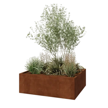 Corten-teräksinen istutuslaatikko - Suorakaiteen muotoiset - 120 x 100 x 40 cm - Pohjalevyllä