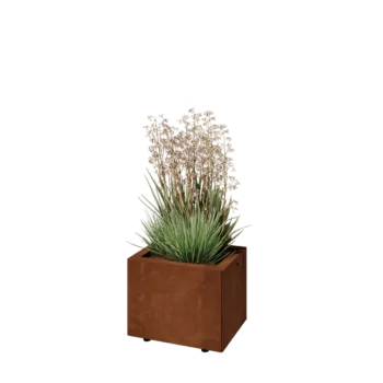 Corten-teräksinen istutuslaatikko - Suorakaiteen muotoiset - 40 x 30 x 30 cm - Pohjalevyllä - Jaloilla