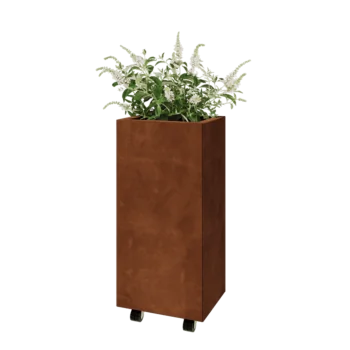 Corten-teräksinen istutuslaatikko - Suorakaiteen muotoiset - 40 x 30 x 80 cm - Pohjalevyllä - Pyörillä