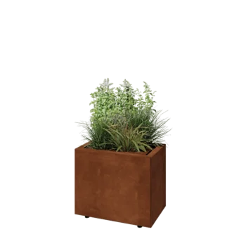 Corten-teräksinen istutuslaatikko - Suorakaiteen muotoiset - 50 x 30 x 40 cm - Pohjalevyllä - Jaloilla