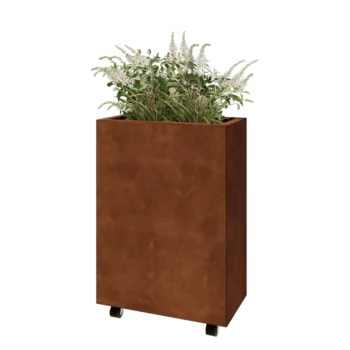 Corten-teräksinen istutuslaatikko - Suorakaiteen muotoiset - 60 x 30 x 80 cm - Pohjalevyllä - Pyörillä