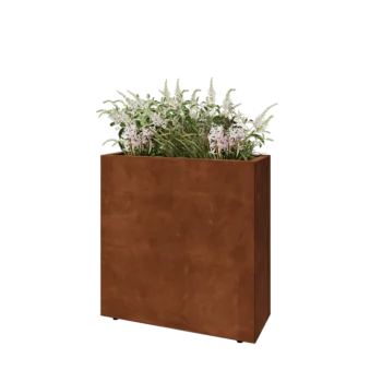 Corten-teräksinen istutuslaatikko - Suorakaiteen muotoiset - 80 x 30 x 80 cm - Pohjalevyllä - Jaloilla
