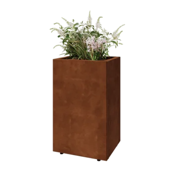Corten-teräksinen istutuslaatikko - Suorakaiteen muotoiset - 50 x 40 x 80 cm - Pohjalevyllä - Jaloilla